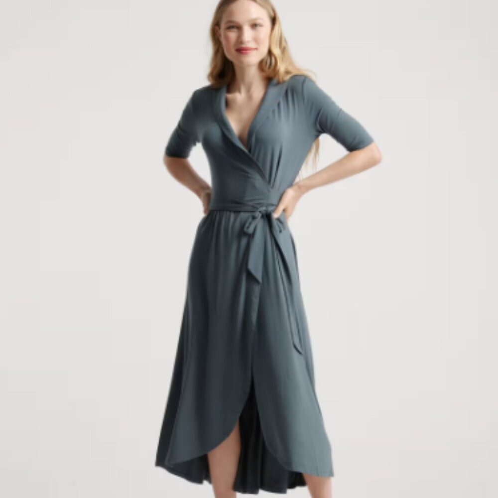 Quince Tencel Jersey Midi Wrap Dress Size XL